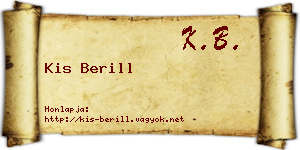 Kis Berill névjegykártya